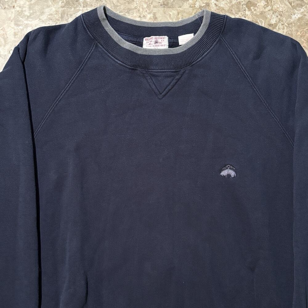 Vintage Brooks Brothers Sweatshirt Mens Large Blue All Cotton 80s Loopback Terry